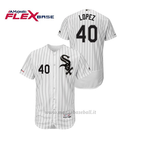 Maglia Baseball Uomo Chicago White Sox Reynaldo Lopez 150th Aniversario Patch Flex Base Bianco Nero